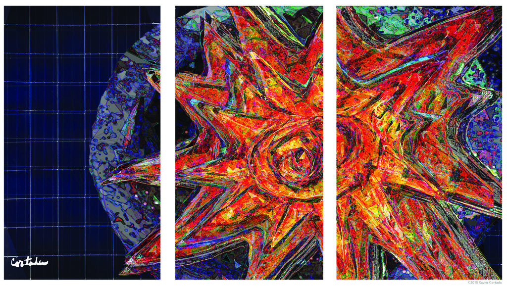 Xavier Cortada, "SOLAR," digital art on three solar panels, 65" x 117", 2015