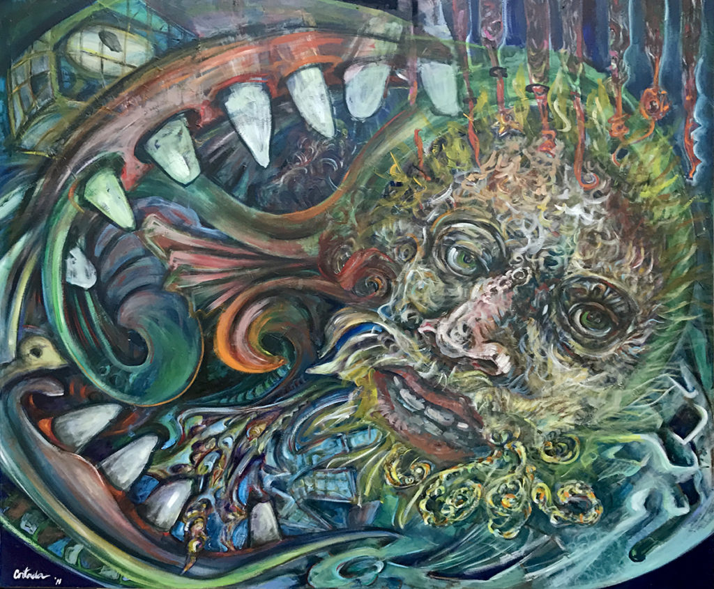 Xavier Cortada, "Devour," acrulic on canvas, 60" x 72", 2011.